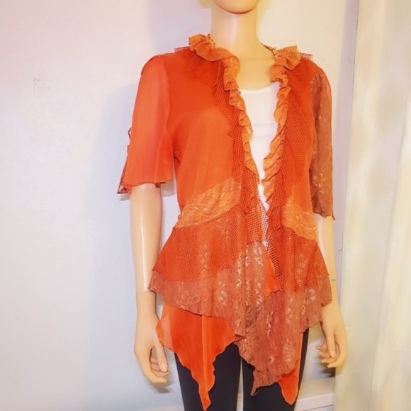 ❤ 4 for $25 ❤ Lace Orange Cardigan Large